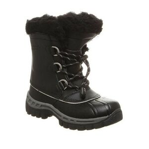 BEARPAW Kelly Boots Black Leather Fur‎ Lined Girls Youth  Size 4 Waterproof NWOT